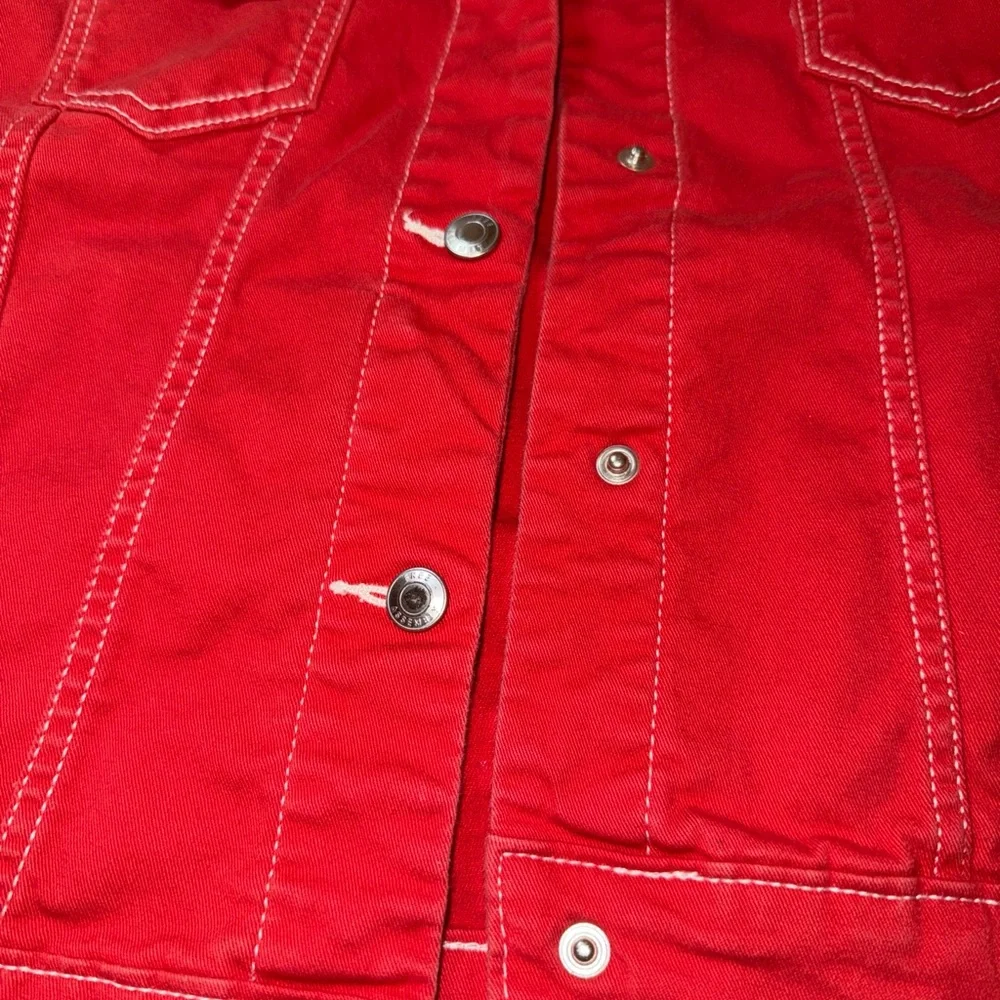 Vibrant Red Kids Jean Jacket - Picture 3 of 6